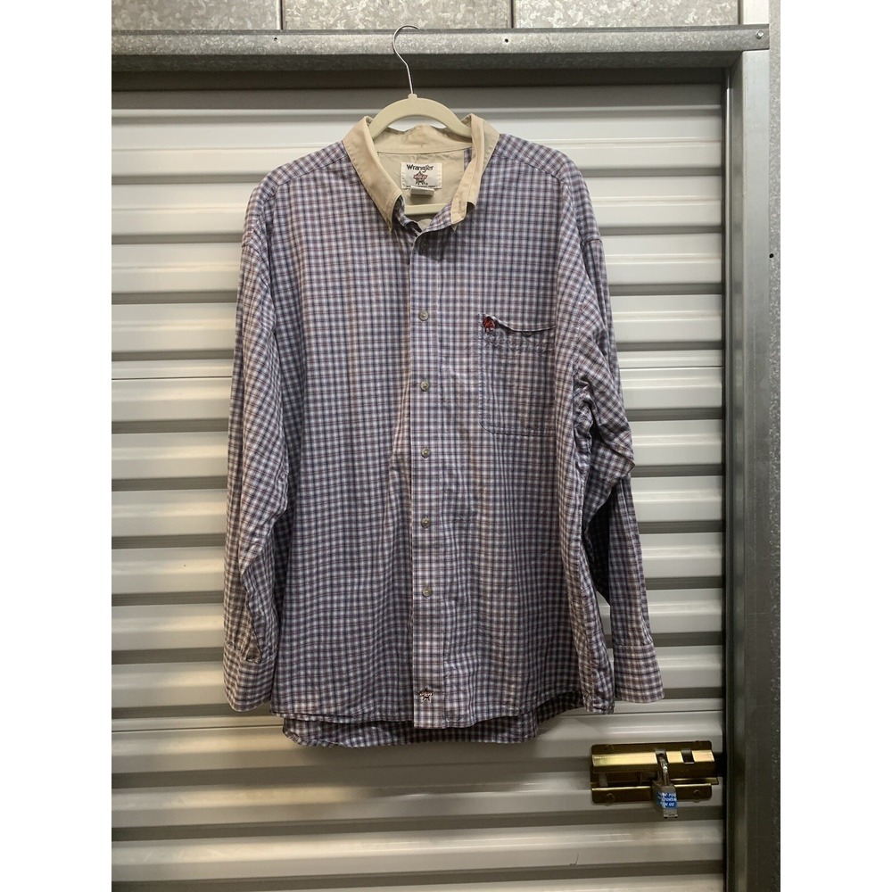 Wrangler Mens Professional Bull Riders PBR Plaid LS Shirt 2XL